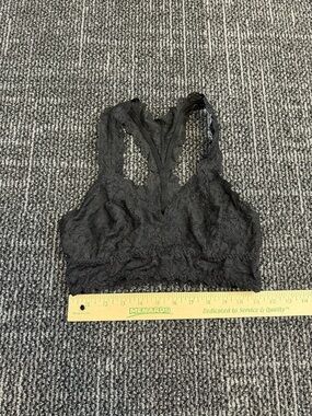 Felina Black Lace Racerback Bralette Women’s Wireless Floral Size Medium